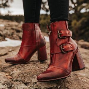 Freebird by Steven Joey Booties - Size 9, Burgundy Leather - Very Good Condition